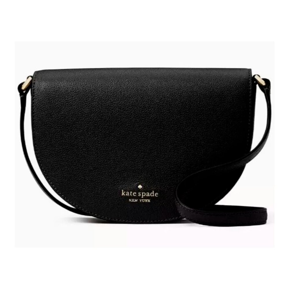 S Kate Spade Luna Crescent Crossbody Bag Black Leather Purse K8146 NWT $329